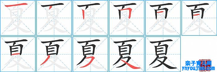夏的笔顺