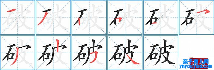 破的笔顺、笔画