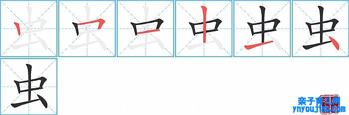 虫的笔顺、笔画