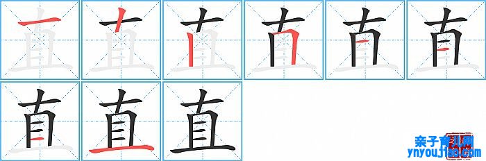 直的笔顺、笔画