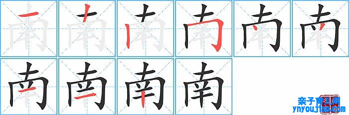 南的笔顺、笔画