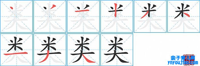 类的笔顺、笔画