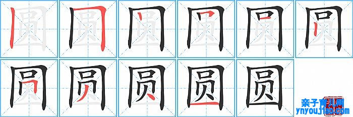 圆的笔顺、笔画