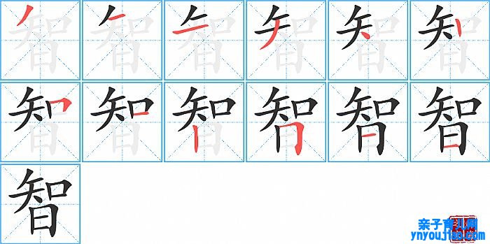 智的笔顺、笔画