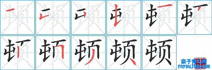 顿的笔顺、笔画