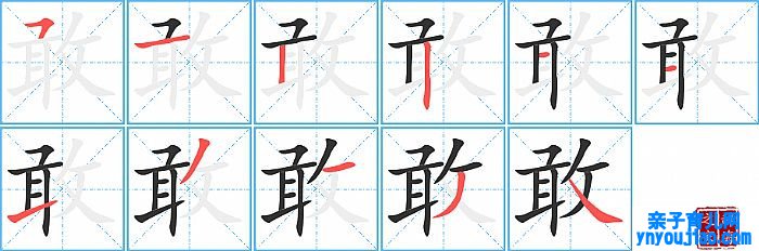 敢的笔顺、笔画