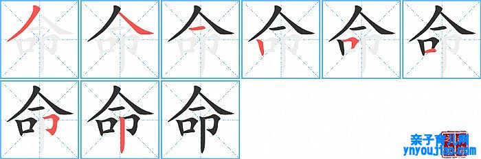命的笔顺、笔画