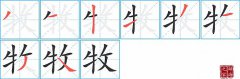 牧的笔顺笔画怎么写？汉字牧的拼音、部首词语组词