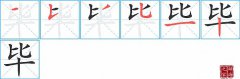 毕的笔顺笔画怎么写？汉字毕的拼音、部首词语组词