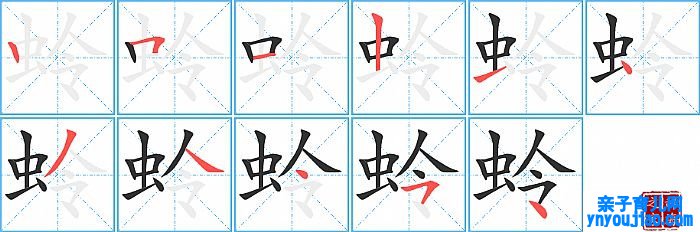 蛉的笔顺、笔画