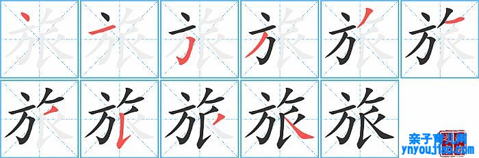 旅的笔顺、笔画
