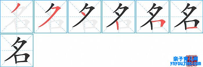 名的笔顺、笔画