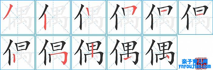偶的笔顺、笔画