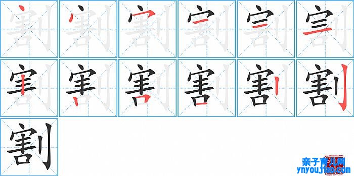 割的笔顺、笔画