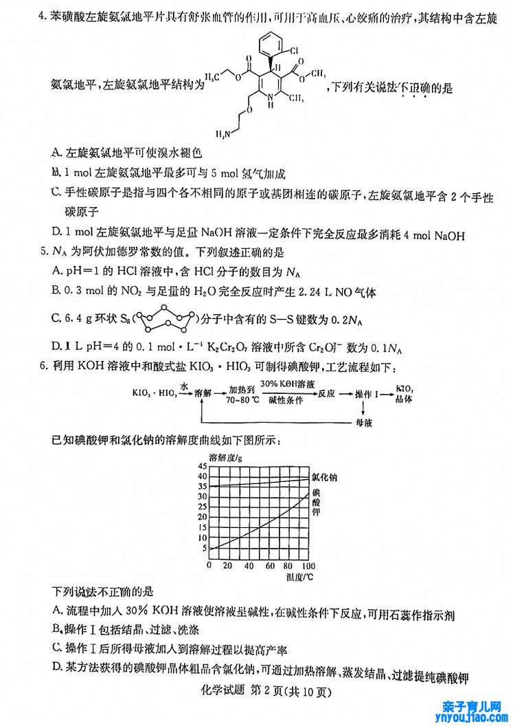 2022年八省联考(T8联考)化学试卷第二页