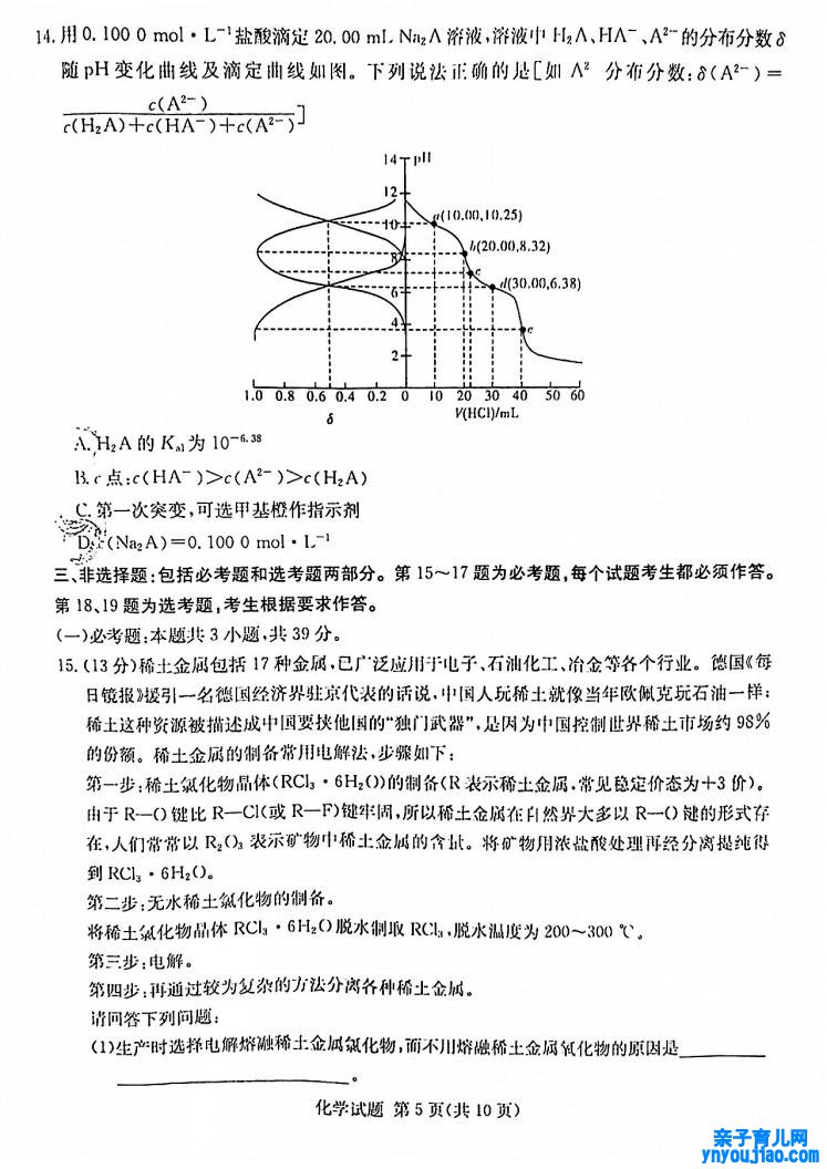 2022年八省联考(T8联考)化学试卷第五页