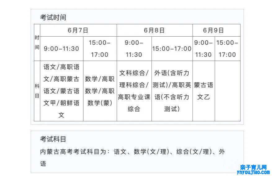 2022年内蒙古高考时间布置,内蒙古高考时间2022详细时间表