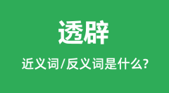 透辟的近义词和反义词是什么_透辟是什么意思？