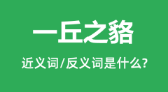 一丘之貉的近义词和反义词是什么_一丘之貉是什么意思?
