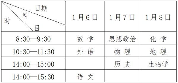 2023年黑龙江高中各科会考时间安排一览表